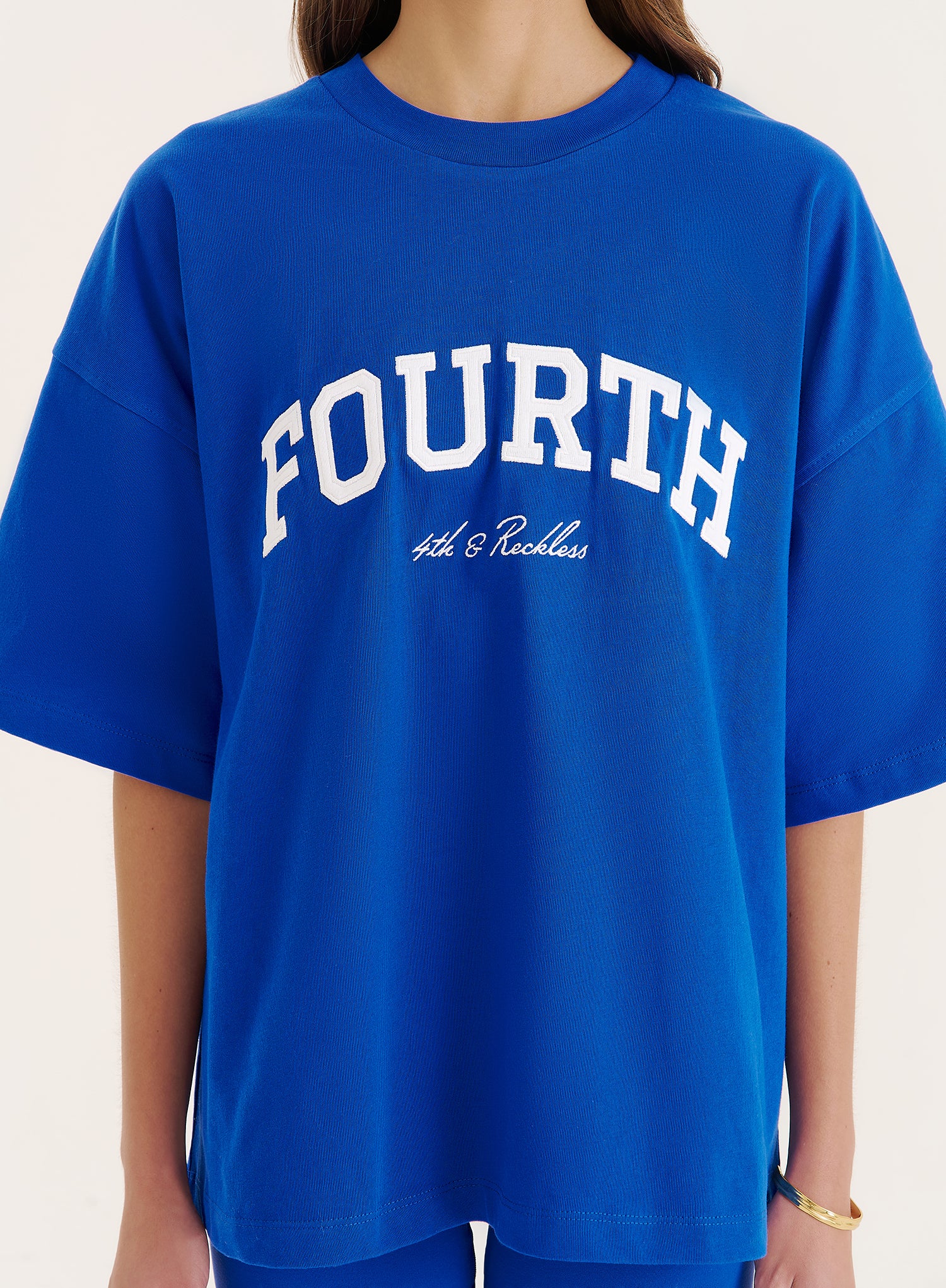 Blue Fourth Branded Oversized T-Shirt